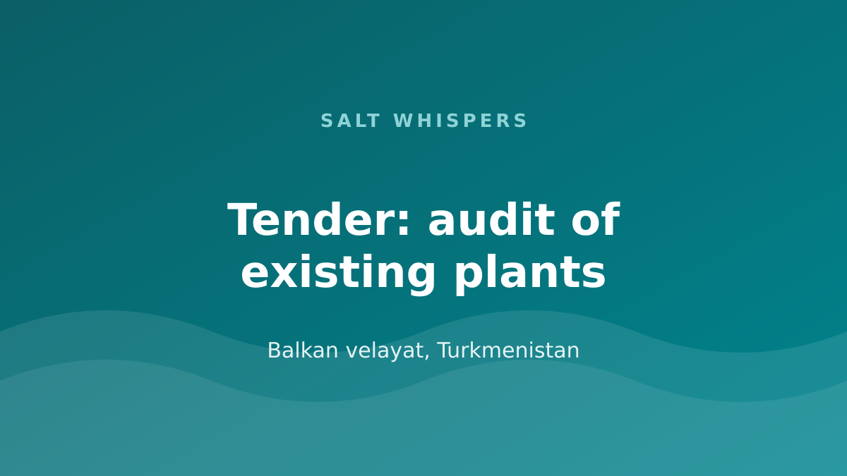Turkmenistan tenders an audit of its desalination plants