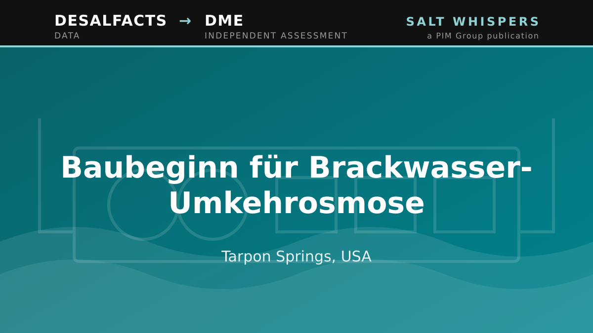 Baubeginn für Brackwasser-Umkehrosmose, Tarpon Springs, USA