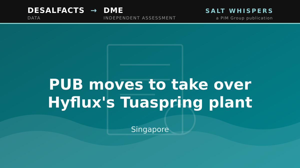 PUB moves to take over Hyflux's Tuaspring plant, Singapore