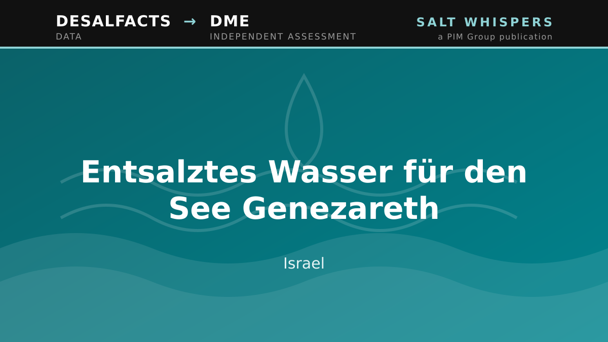 Entsalztes Wasser für den See Genezareth, Israel