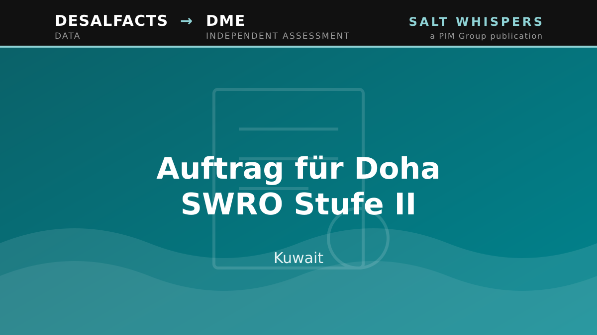 Kuwait: Auftrag für Doha SWRO Stufe II