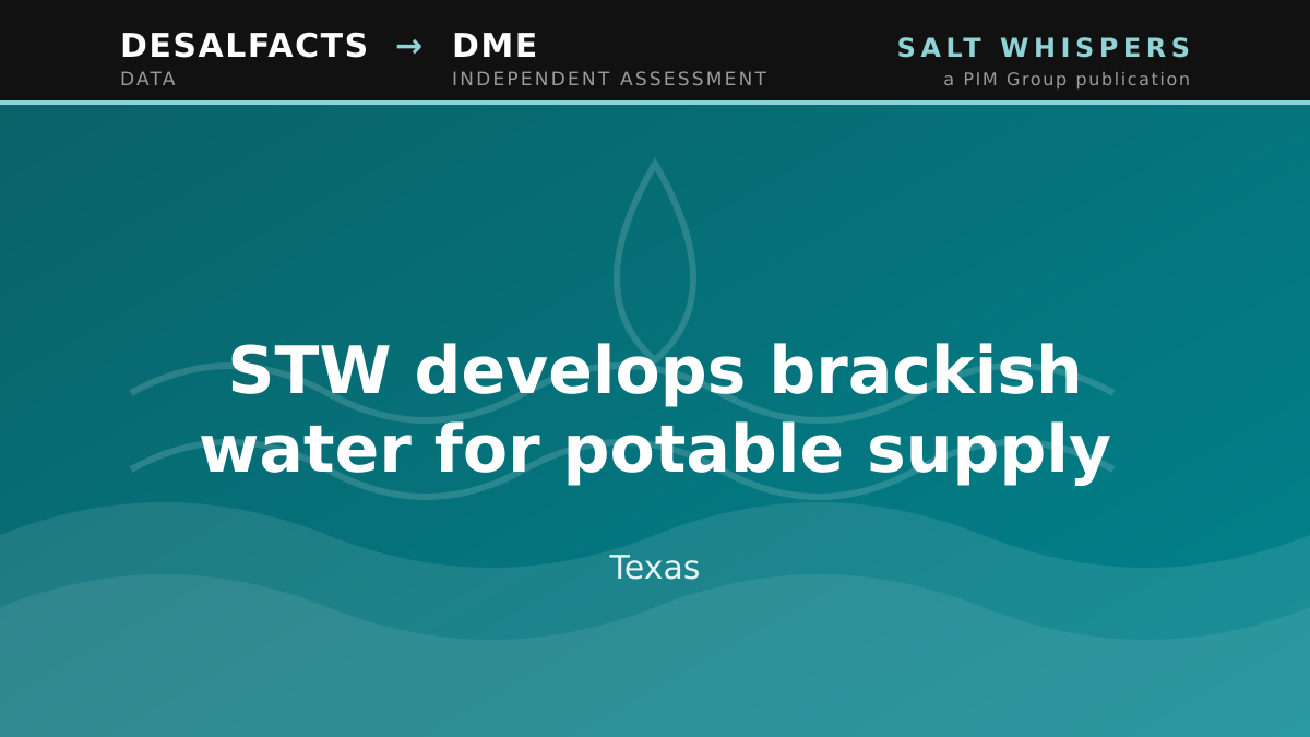 STW develops brackish water for potable supply, Texas