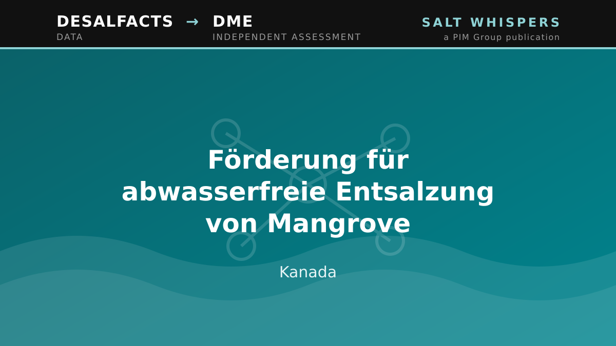 Förderung für abwasserfreie Entsalzung von Mangrove, Kanada