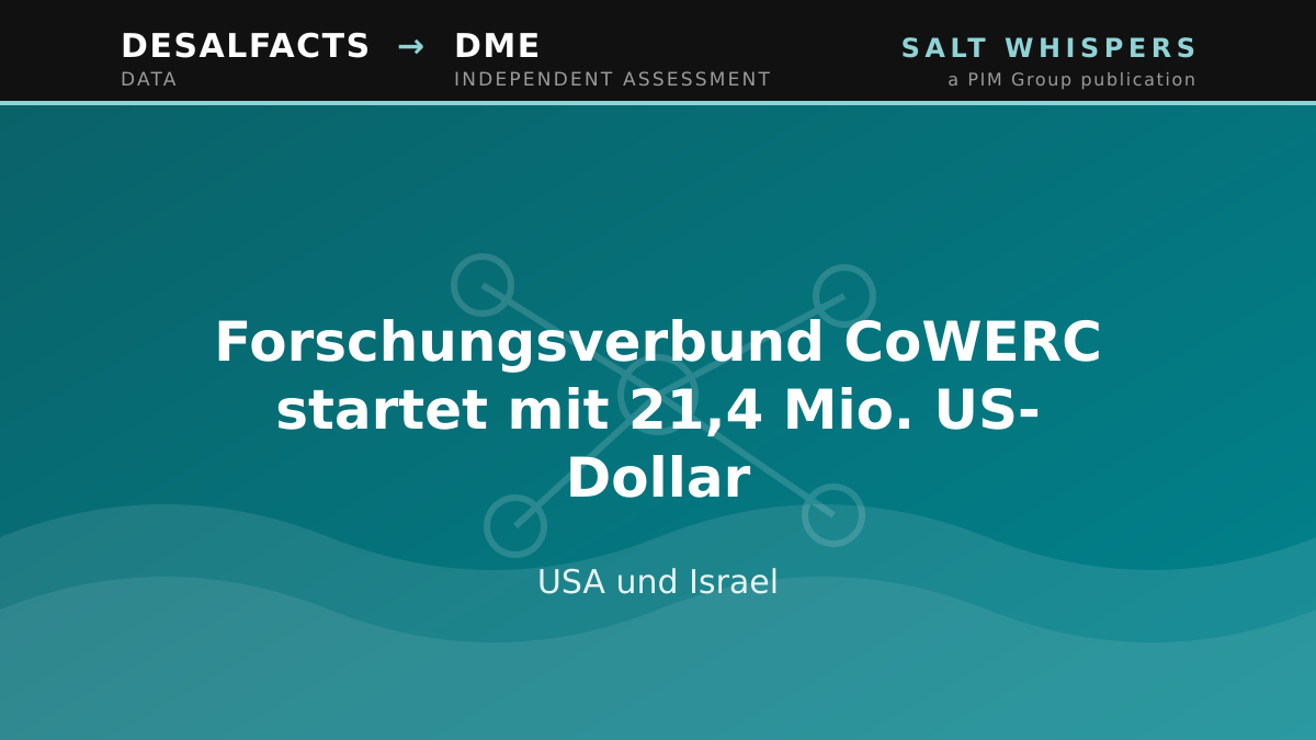 Forschungsverbund CoWERC startet mit 21,4 Mio. US-Dollar, USA und Israel