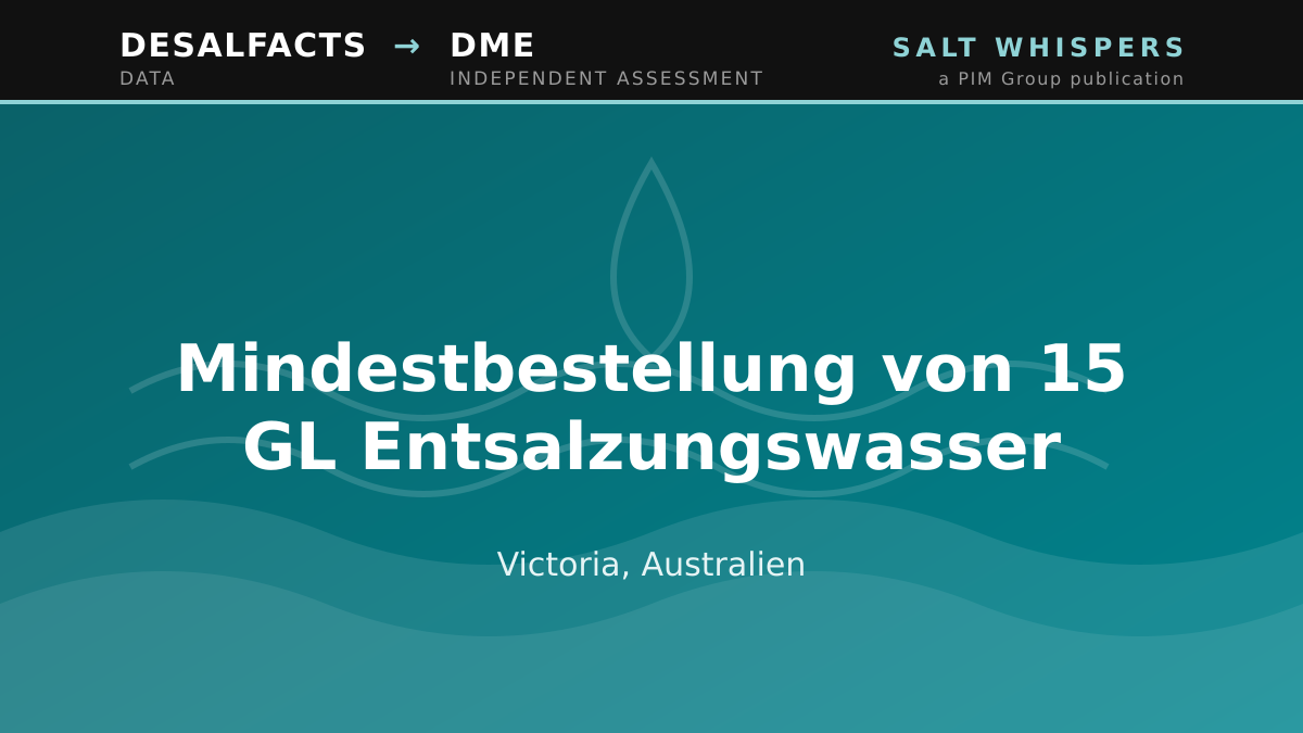 Mindestbestellung von 15 GL Entsalzungswasser, Victoria, Australien