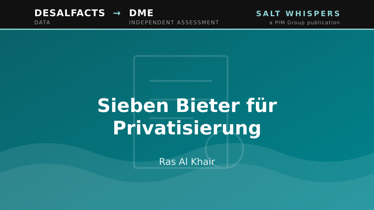 Sieben Bieter für Privatisierung, Ras Al Khair