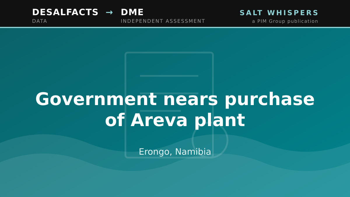 Government nears purchase of Areva plant, Erongo, Namibia