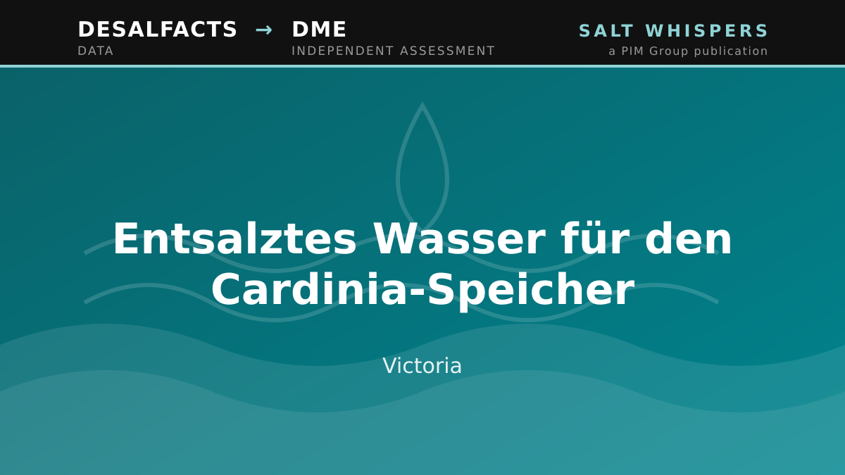Entsalztes Wasser für den Cardinia-Speicher, Victoria