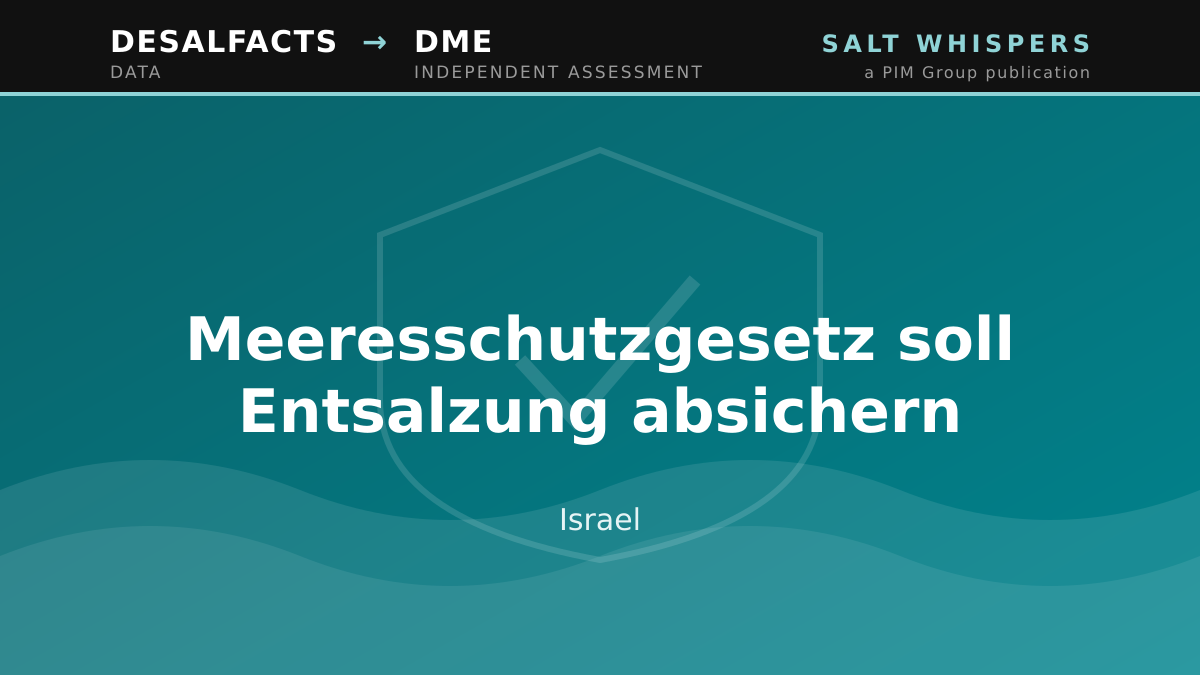 Meeresschutzgesetz soll Entsalzung absichern, Israel