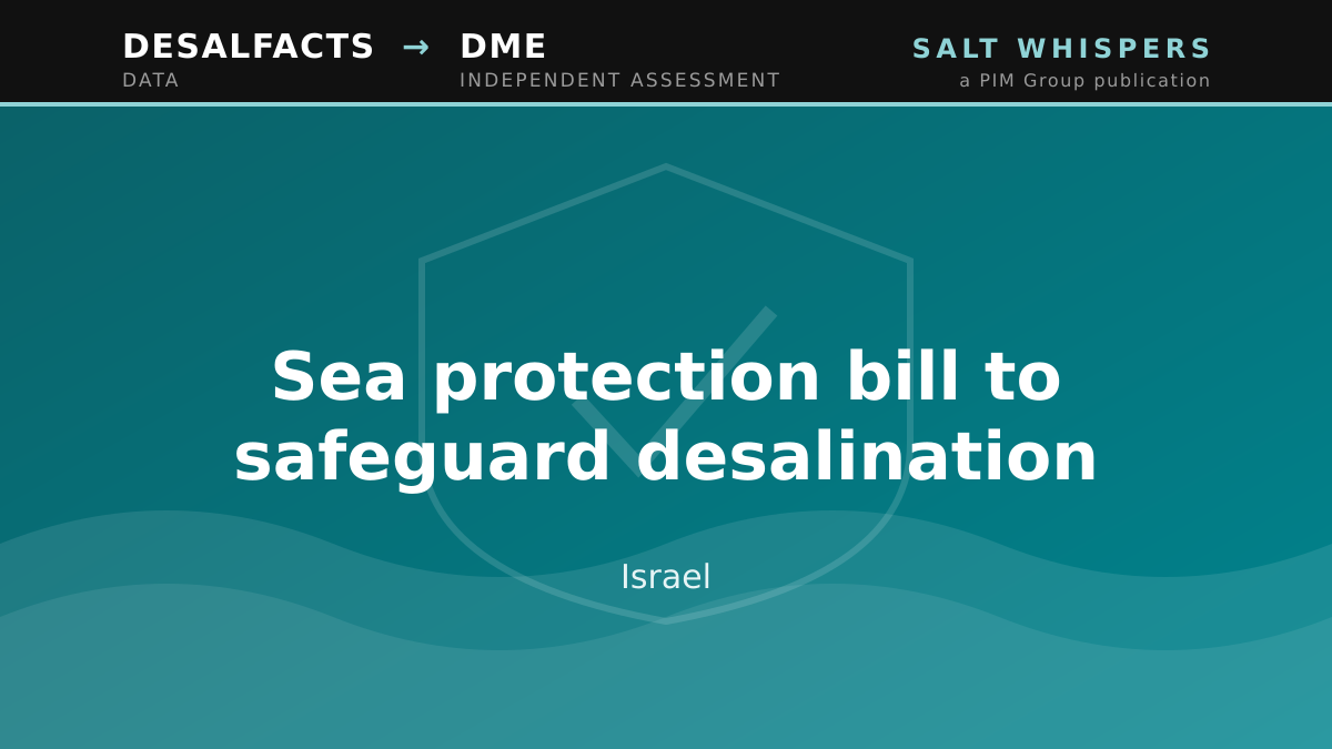 Sea protection bill to safeguard desalination, Israel