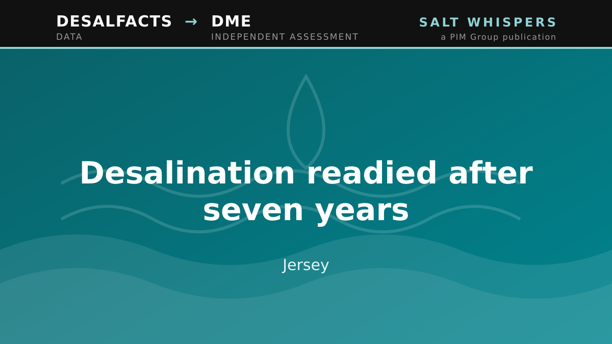 Desalination readied after seven years, Jersey