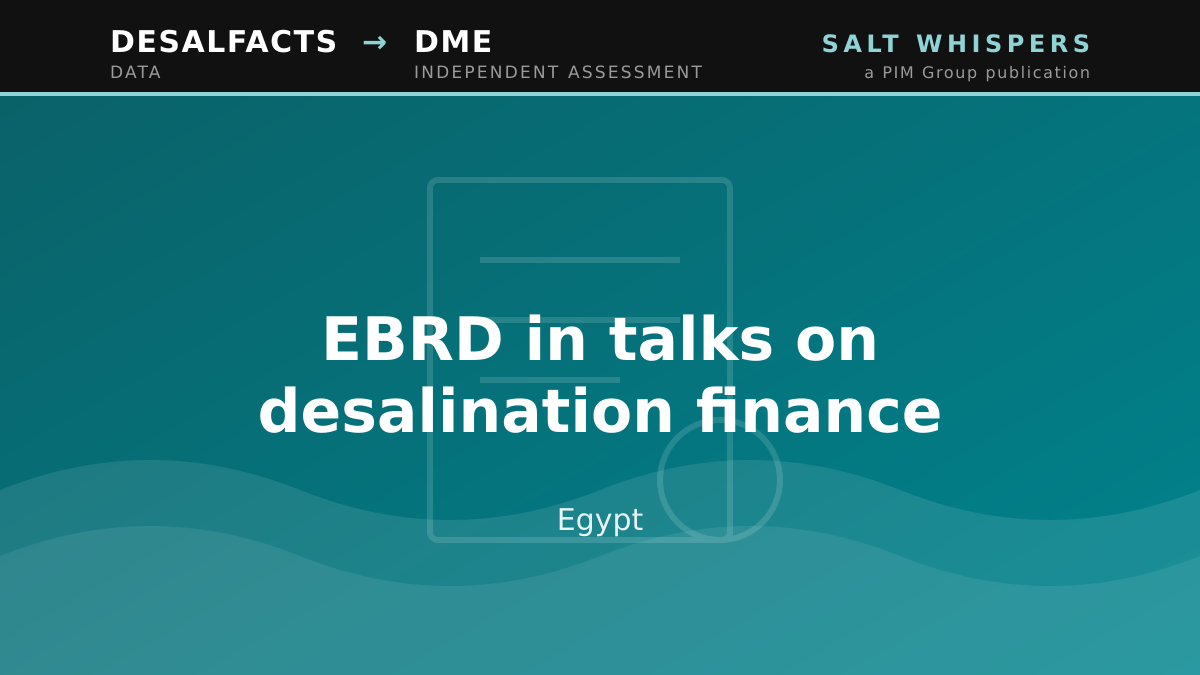 EBRD in talks on desalination finance, Egypt