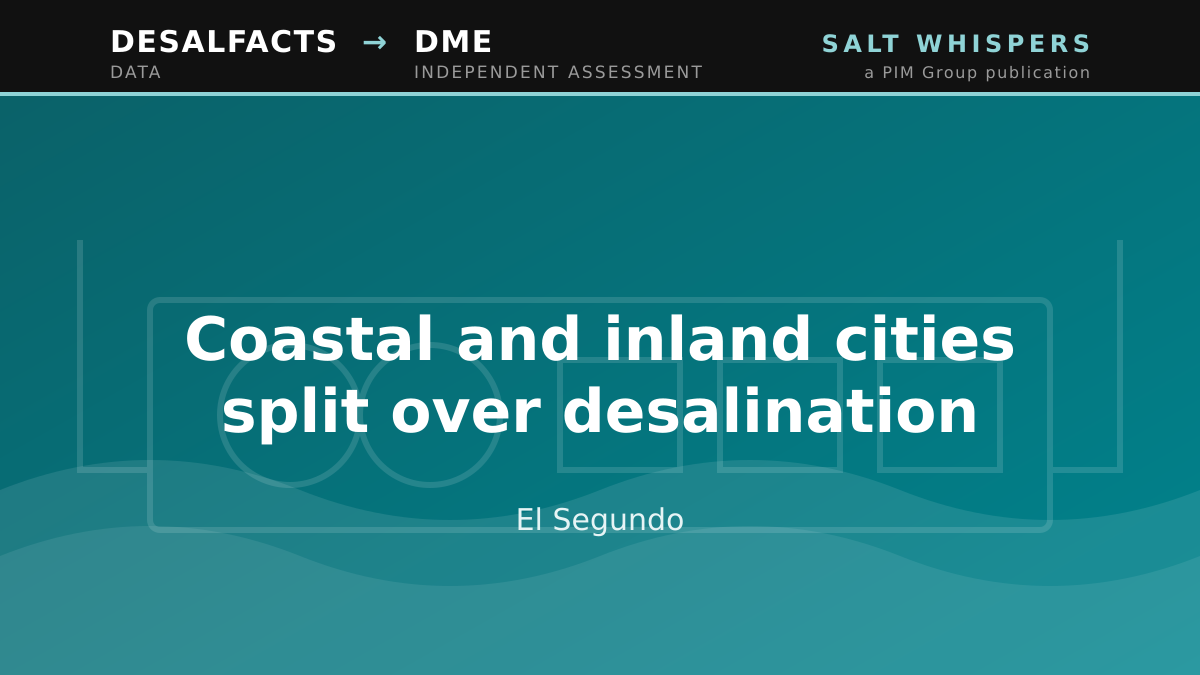 Coastal and inland cities split over desalination, El Segundo