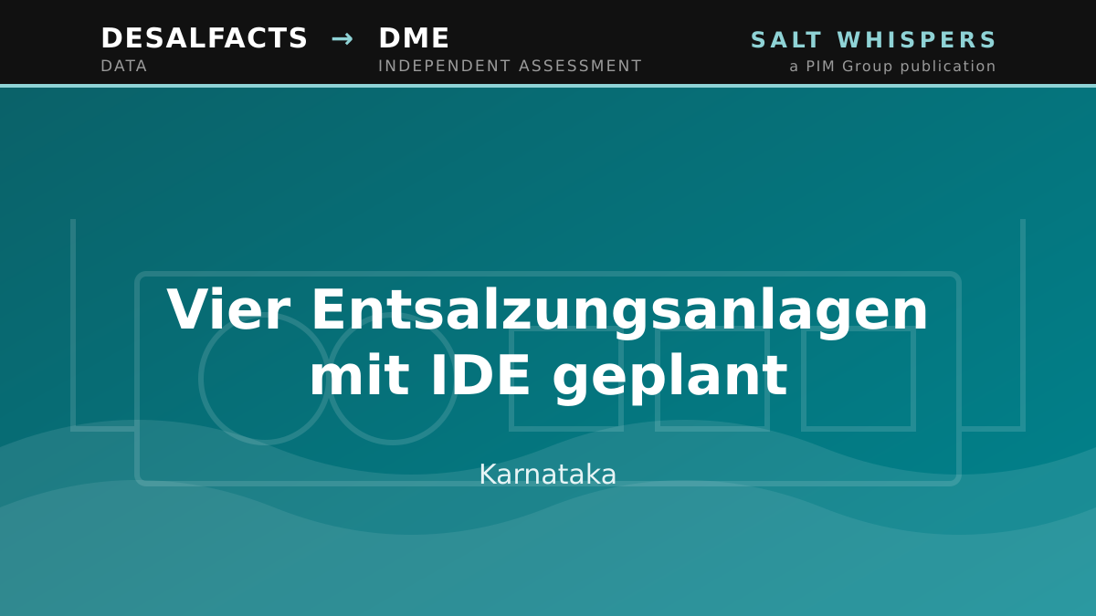Vier Entsalzungsanlagen mit IDE geplant, Karnataka