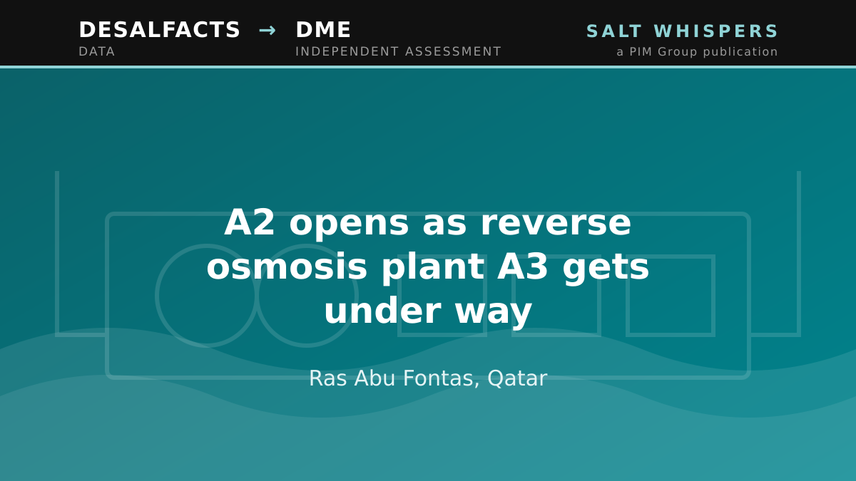 A2 opens as reverse osmosis plant A3 gets under way, Ras Abu Fontas, Qatar