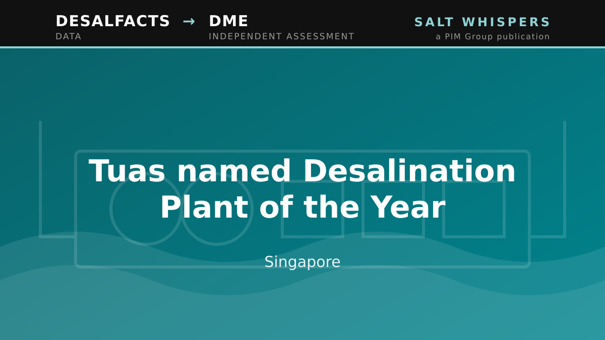 Tuas named Desalination Plant of the Year, Singapore