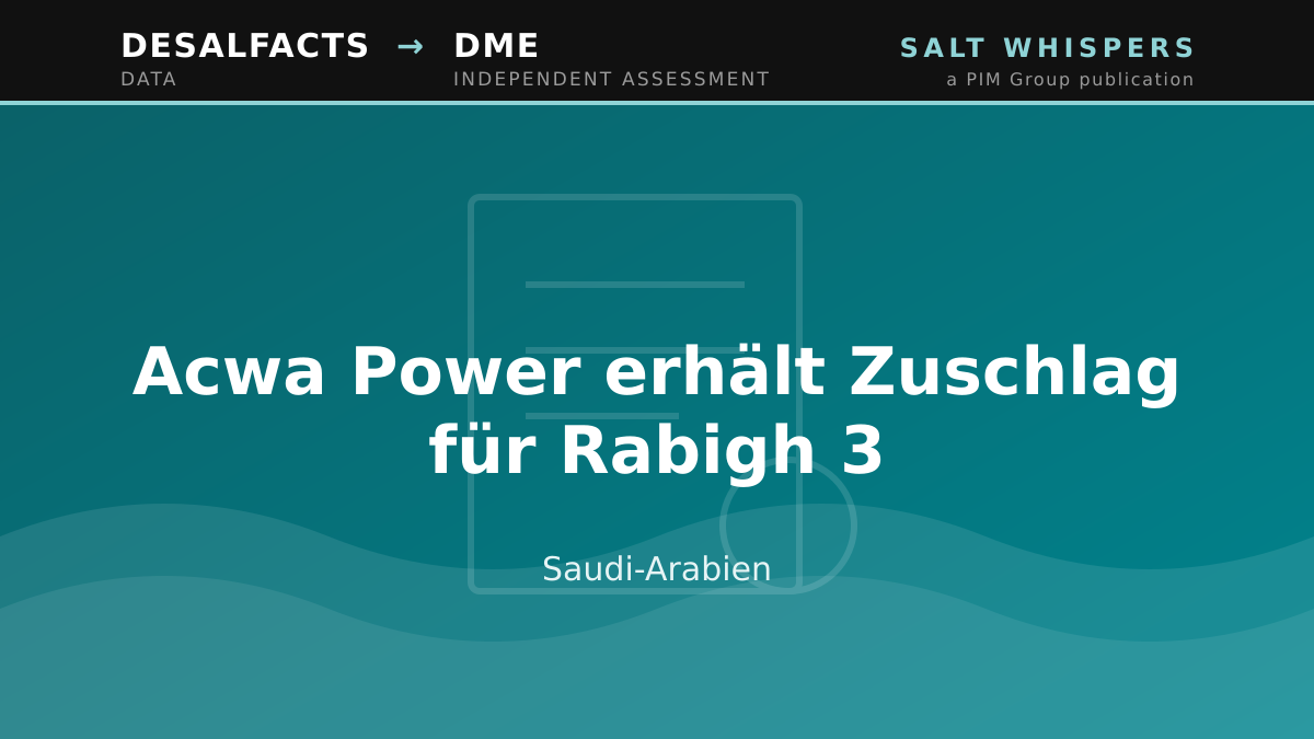 Acwa Power erhält Zuschlag für Rabigh 3, Saudi-Arabien