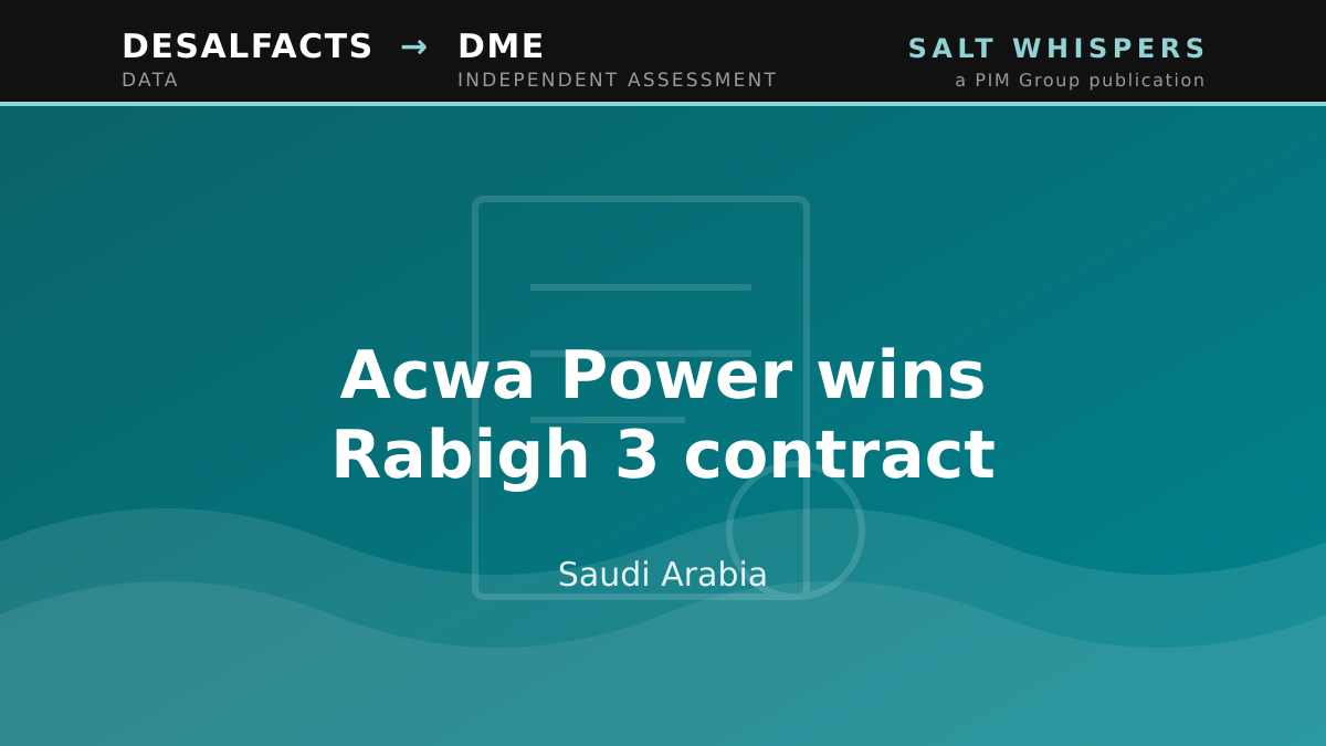 Acwa Power wins Rabigh 3 contract, Saudi Arabia