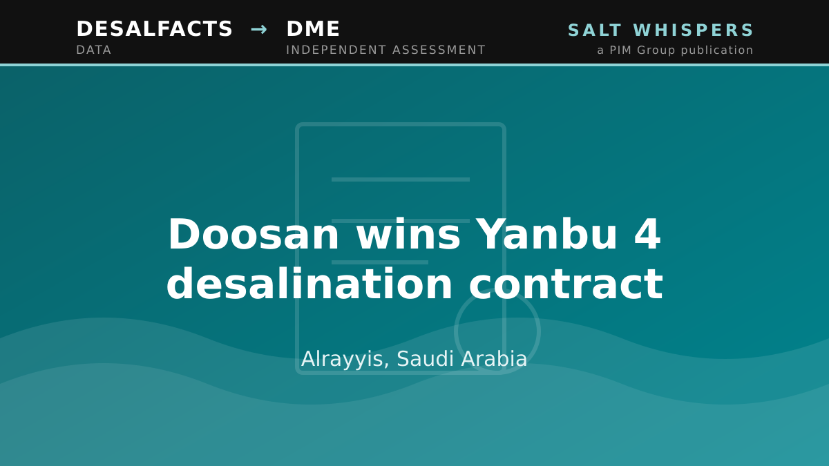 Doosan wins Yanbu 4 desalination contract, Alrayyis, Saudi Arabia