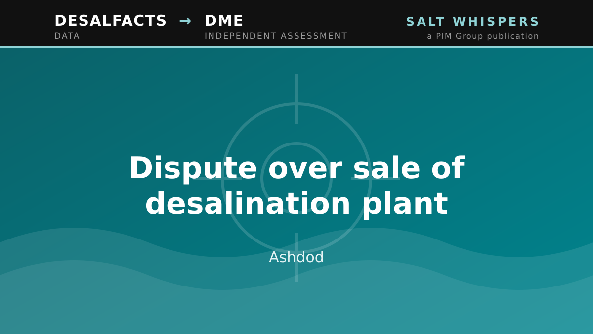 Dispute over sale of desalination plant, Ashdod