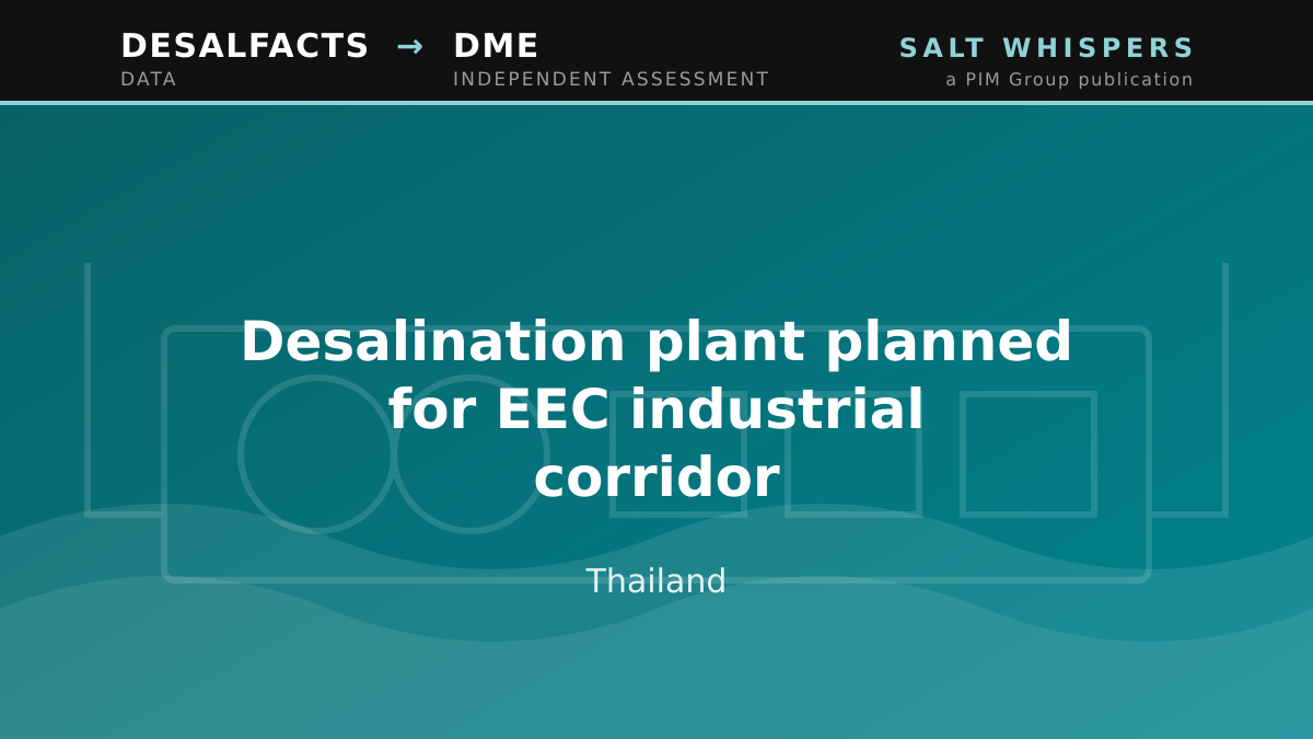Desalination plant planned for EEC industrial corridor, Thailand