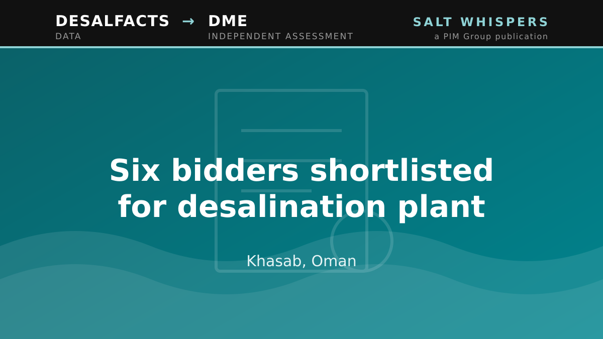 Six bidders shortlisted for desalination plant, Khasab, Oman