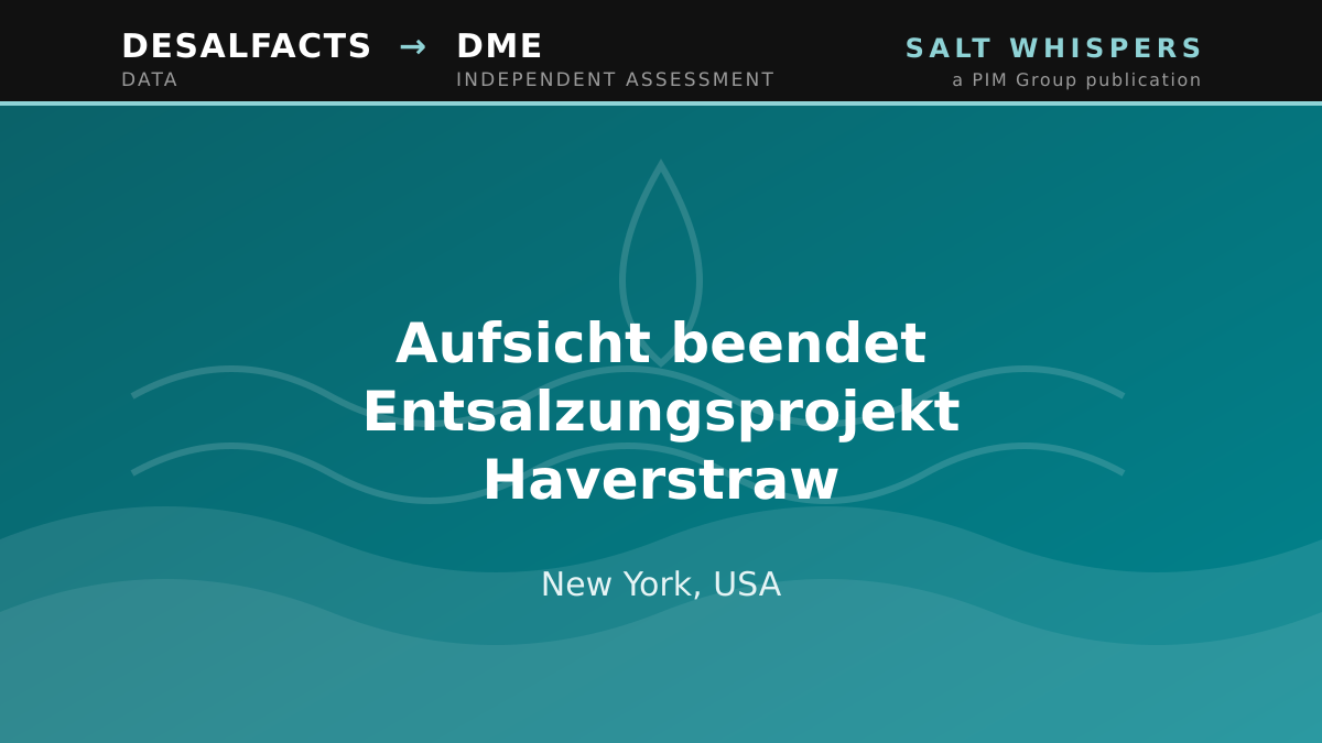 Aufsicht beendet Entsalzungsprojekt Haverstraw, New York, USA