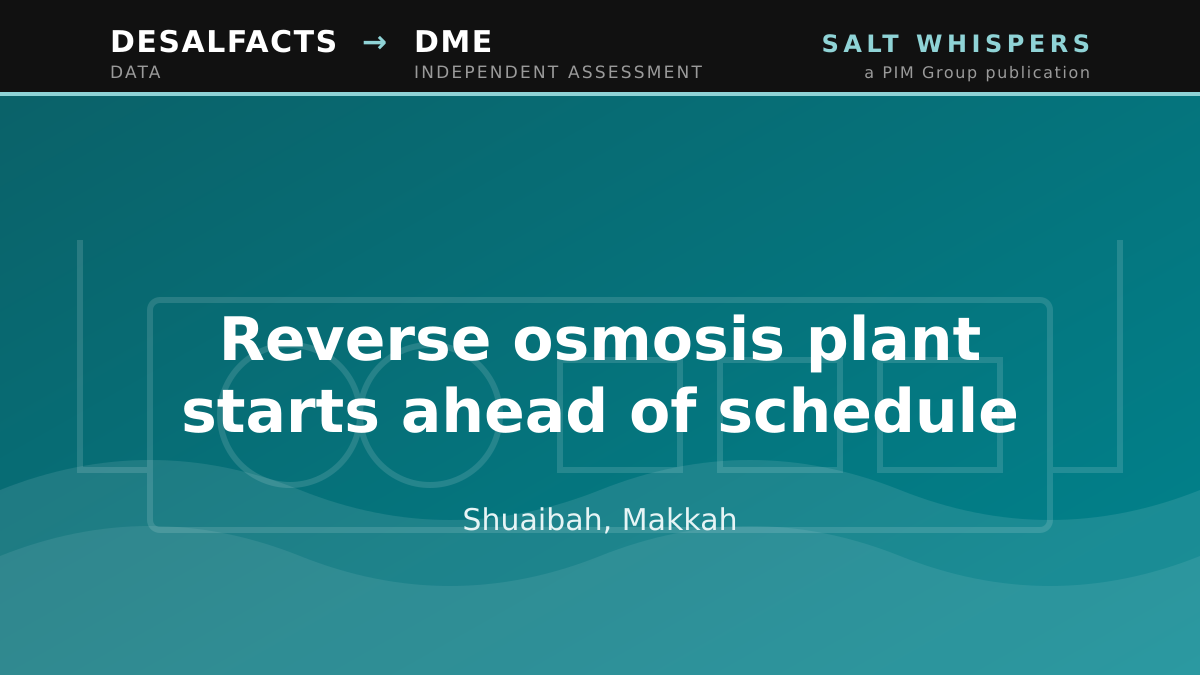 Reverse osmosis plant starts ahead of schedule, Shuaibah, Makkah