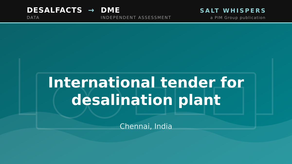 International tender for desalination plant, Chennai, India