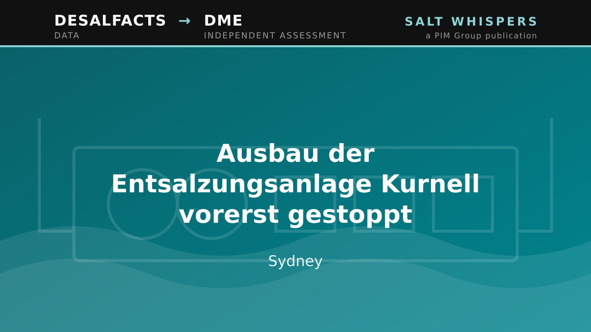 Ausbau der Entsalzungsanlage Kurnell vorerst gestoppt, Sydney