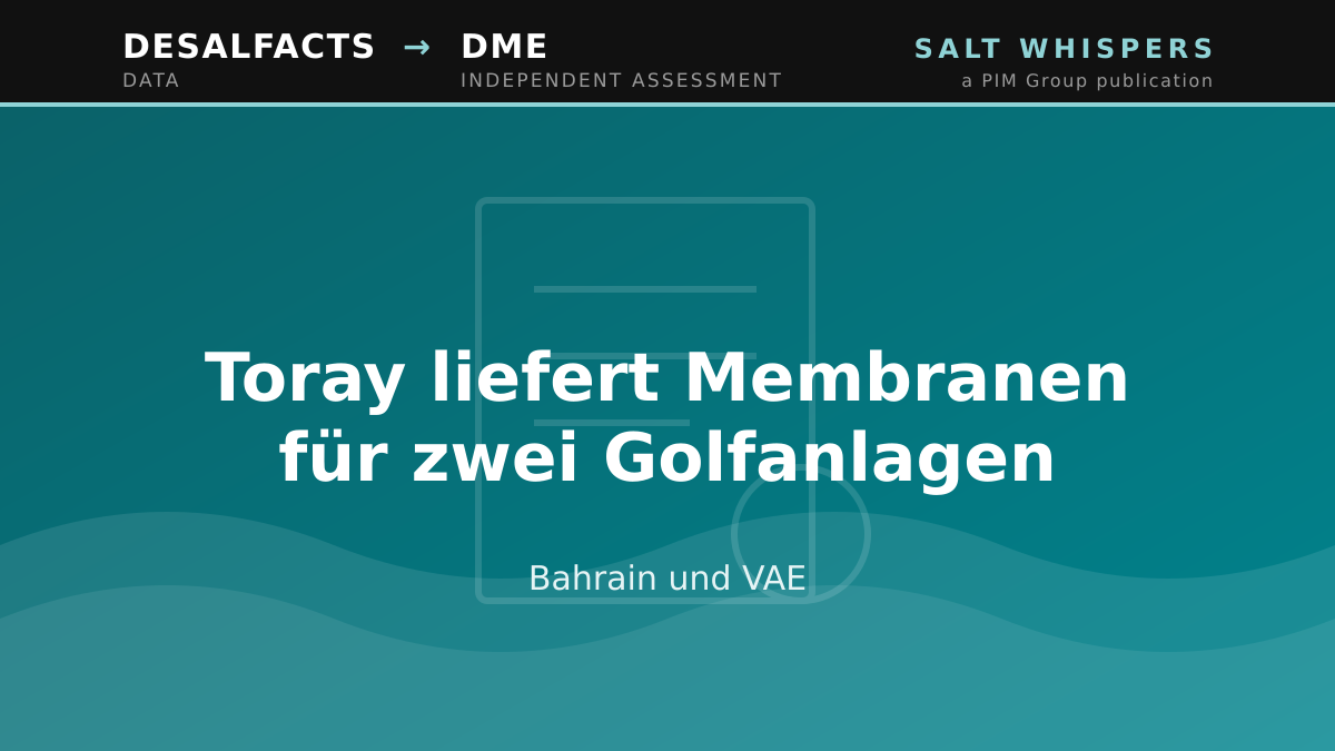 Toray liefert Membranen für zwei Golfanlagen, Bahrain und VAE