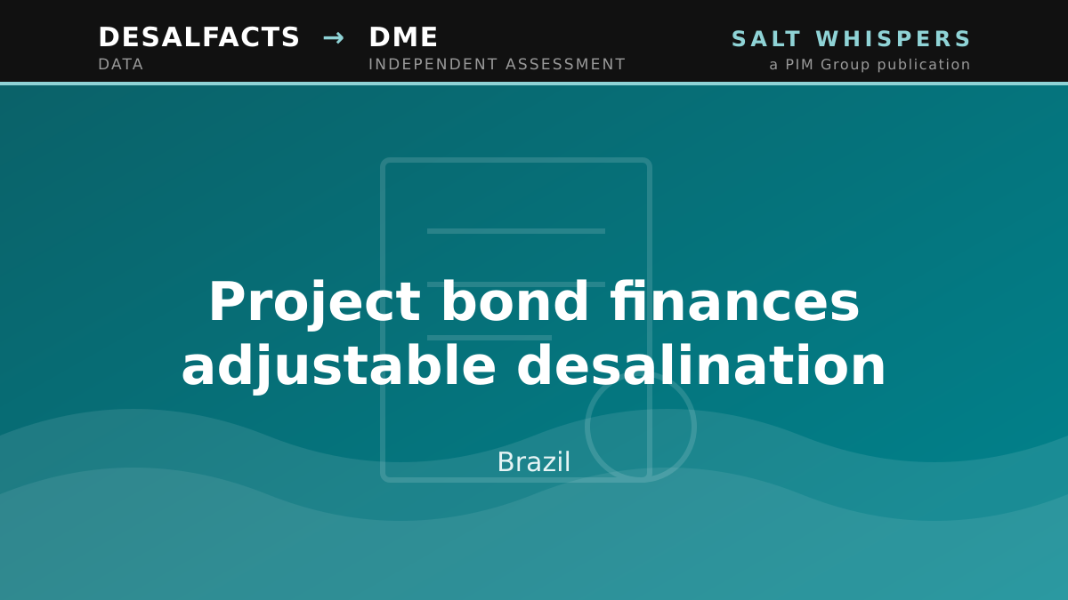 Project bond finances adjustable desalination, Brazil