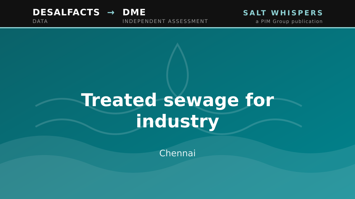 Treated sewage for industry, Chennai