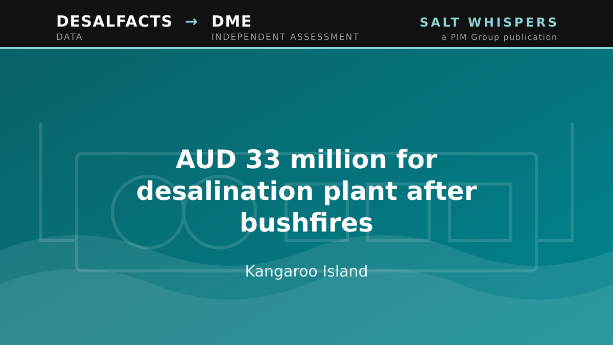 AUD 33 million for desalination plant after bushfires, Kangaroo Island