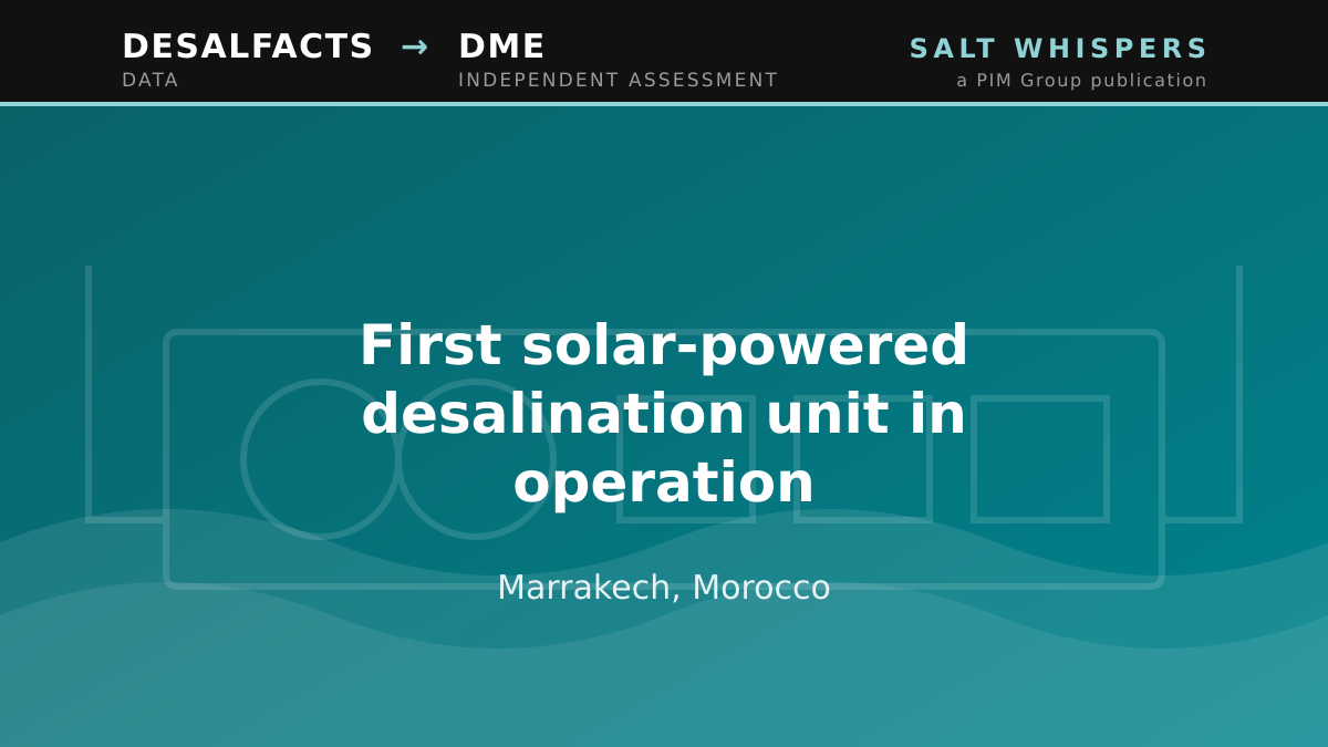 First solar-powered desalination unit in operation, Marrakech, Morocco