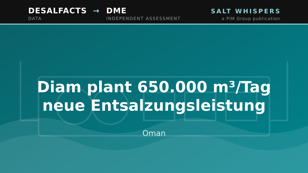 Diam plant 650.000 m³/Tag neue Entsalzungsleistung, Oman