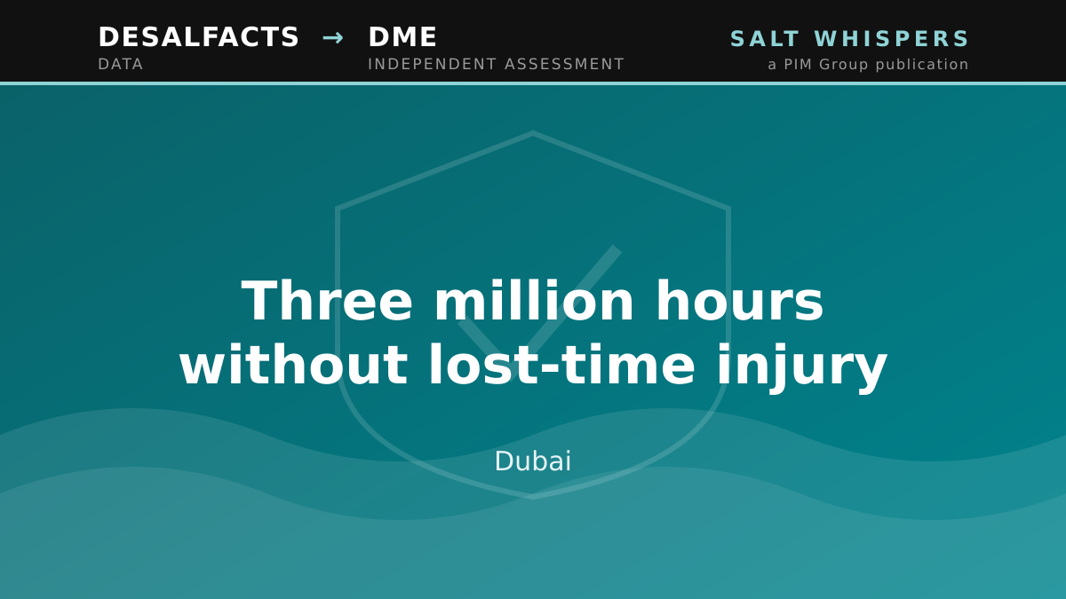 Three million hours without lost-time injury, Dubai