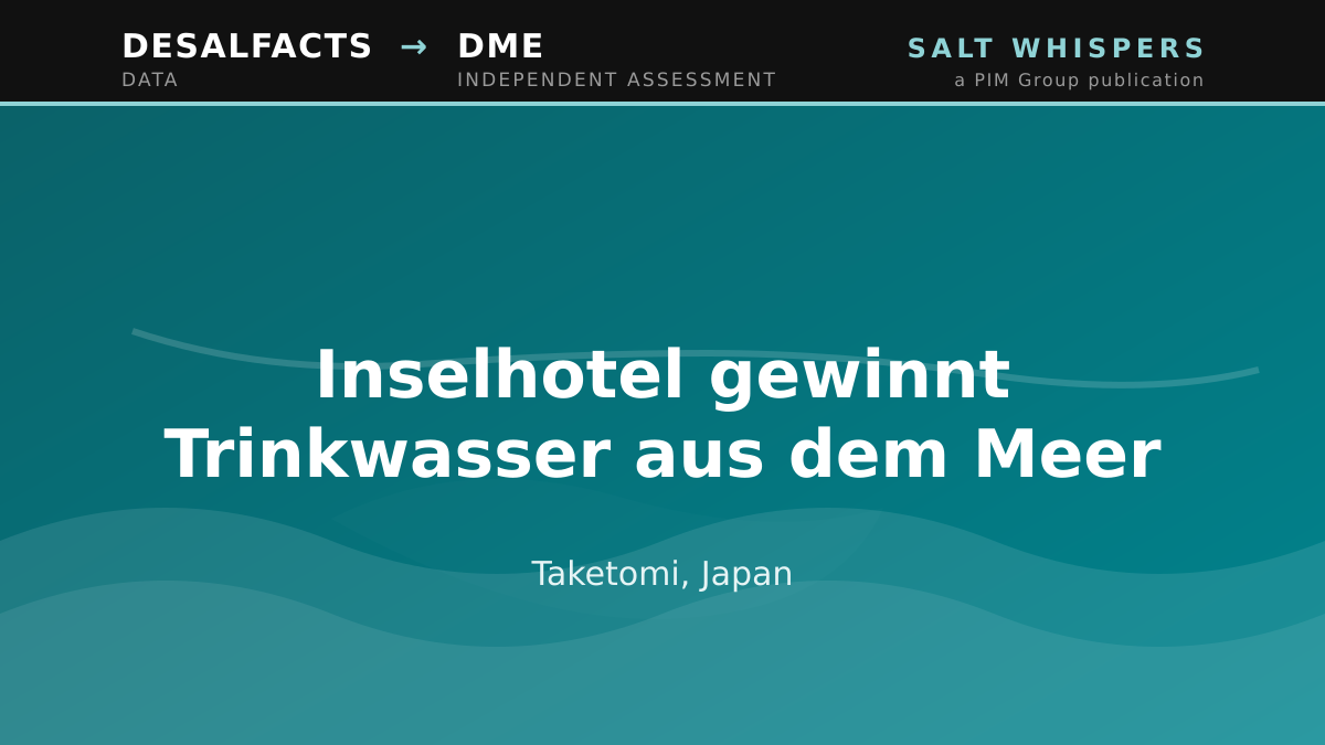 Inselhotel gewinnt Trinkwasser aus dem Meer, Taketomi, Japan