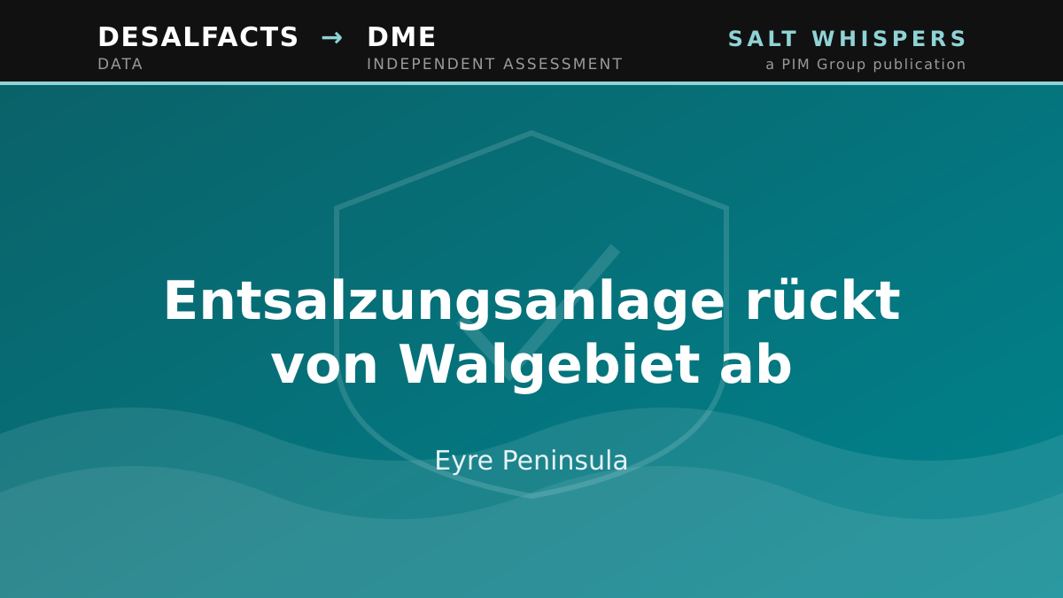 Entsalzungsanlage rückt von Walgebiet ab, Eyre Peninsula