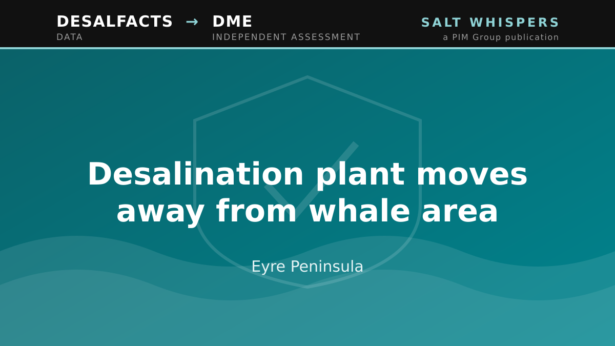 Desalination plant moves away from whale area, Eyre Peninsula