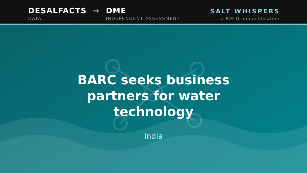 BARC seeks business partners for water technology, India