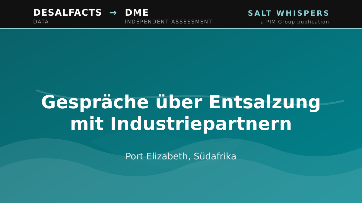Gespräche über Entsalzung mit Industriepartnern, Port Elizabeth, Südafrika