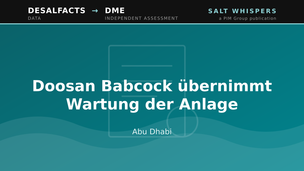 Doosan Babcock übernimmt Wartung der Anlage, Abu Dhabi