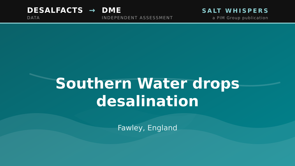 Southern Water drops desalination, Fawley, England