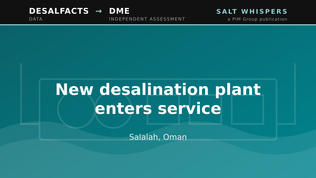 New desalination plant enters service, Salalah, Oman