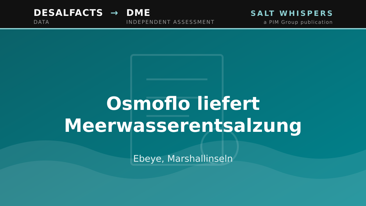Osmoflo liefert Meerwasserentsalzung, Ebeye, Marshallinseln
