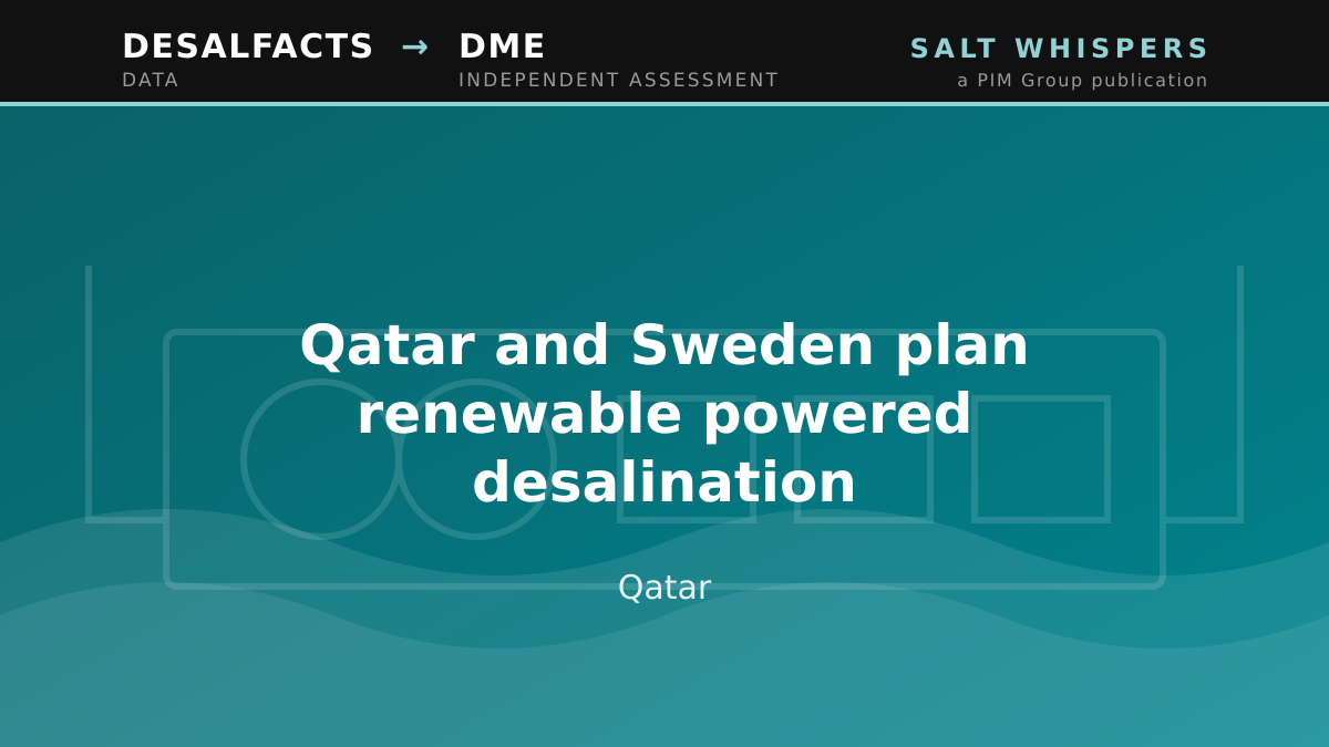 Qatar and Sweden plan renewable powered desalination, Qatar