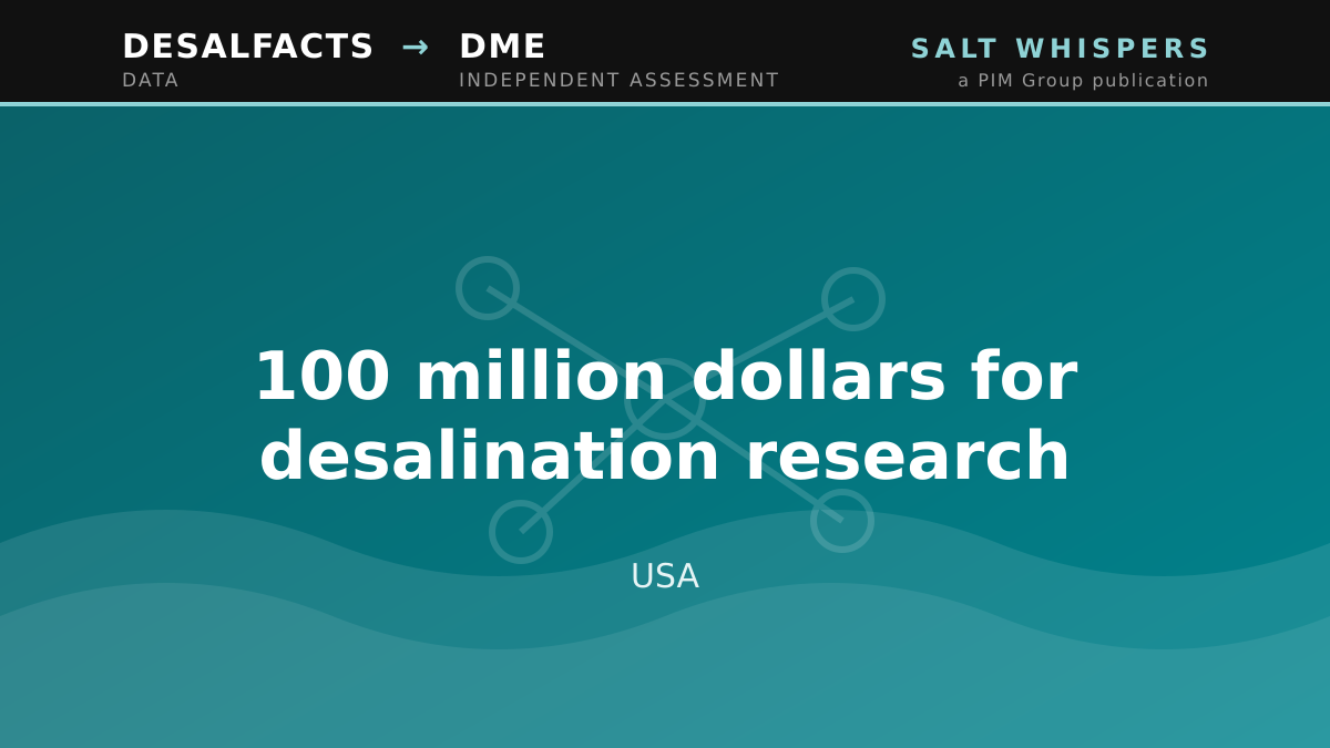 100 million dollars for desalination research, USA
