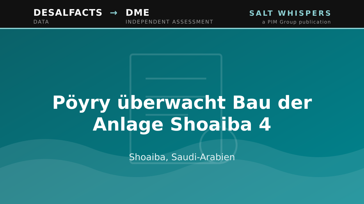 Pöyry überwacht Bau der Anlage Shoaiba 4, Shoaiba, Saudi-Arabien
