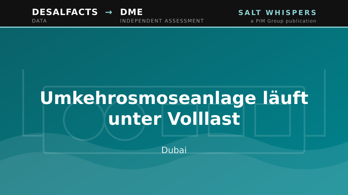 Umkehrosmoseanlage läuft unter Volllast, Dubai